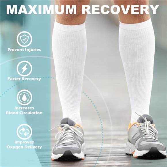 Medical Compression Socks for Women and Men 3 Pairs 20-30 mmHg Compression - Picture 6 of 7